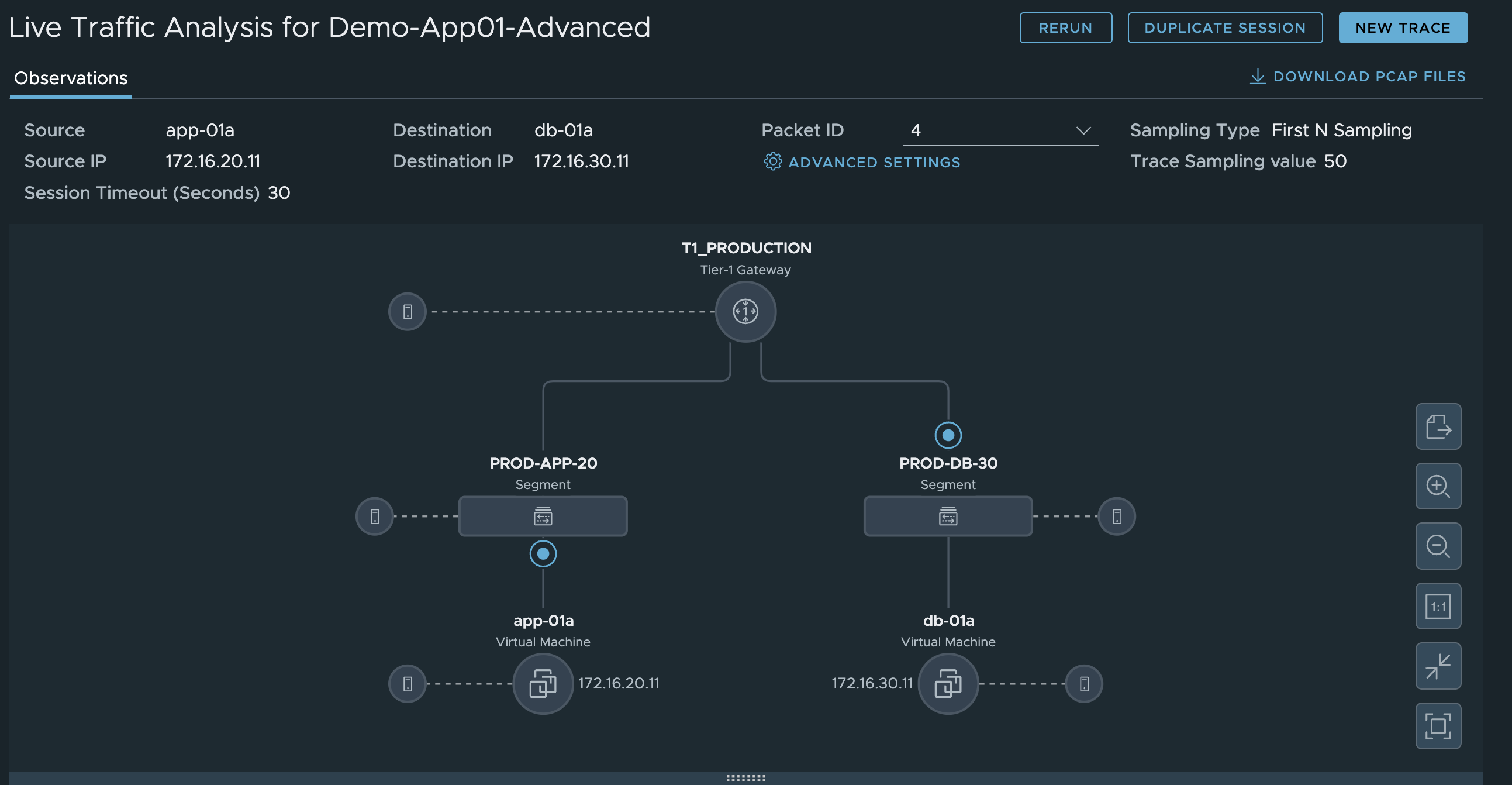 NSX Live Traffic Analysis